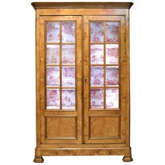 Antique French Louis Philippe Bookcase/Cupboard in Chestnut w/ Glass Panels