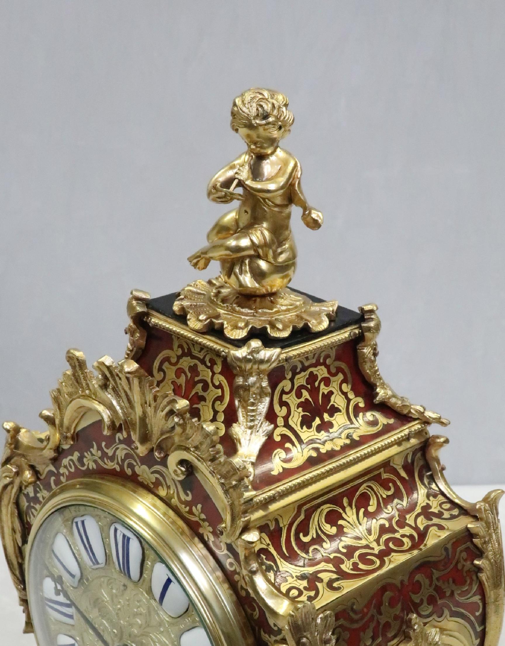 19th Century French Louis Philippe Boulle Mantel Clock by Louis Japy Fils