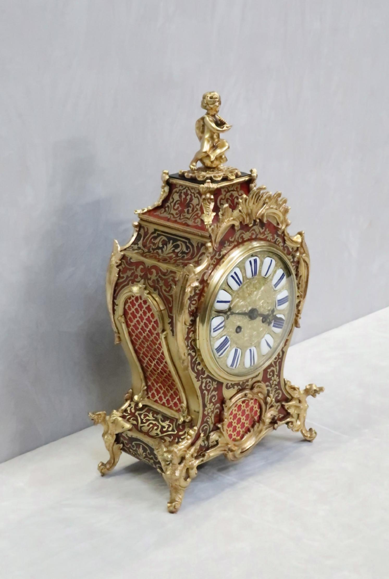 French Louis Philippe Boulle Mantel Clock by Louis Japy Fils 1