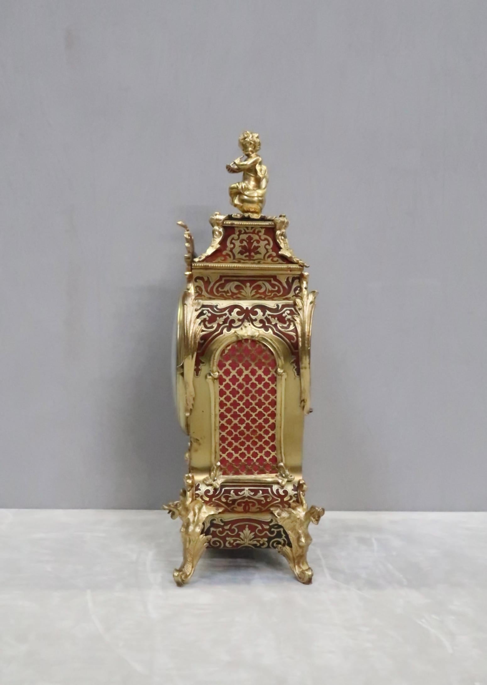 French Louis Philippe Boulle Mantel Clock by Louis Japy Fils 2