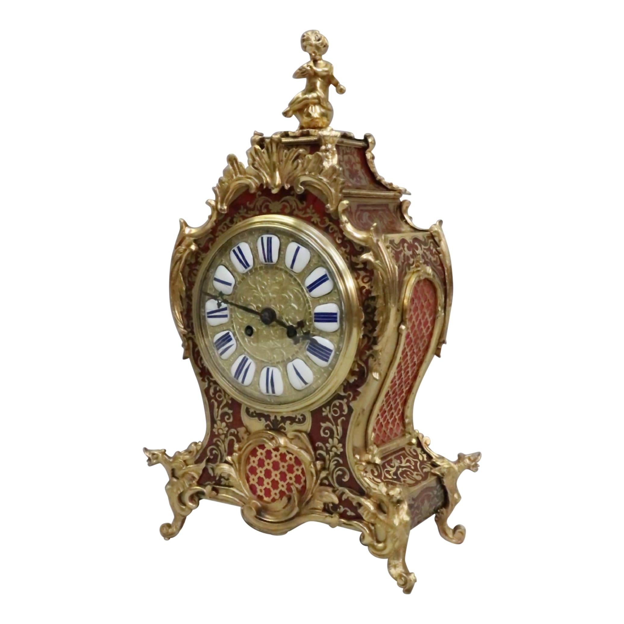 French Louis Philippe Boulle Mantel Clock by Louis Japy Fils