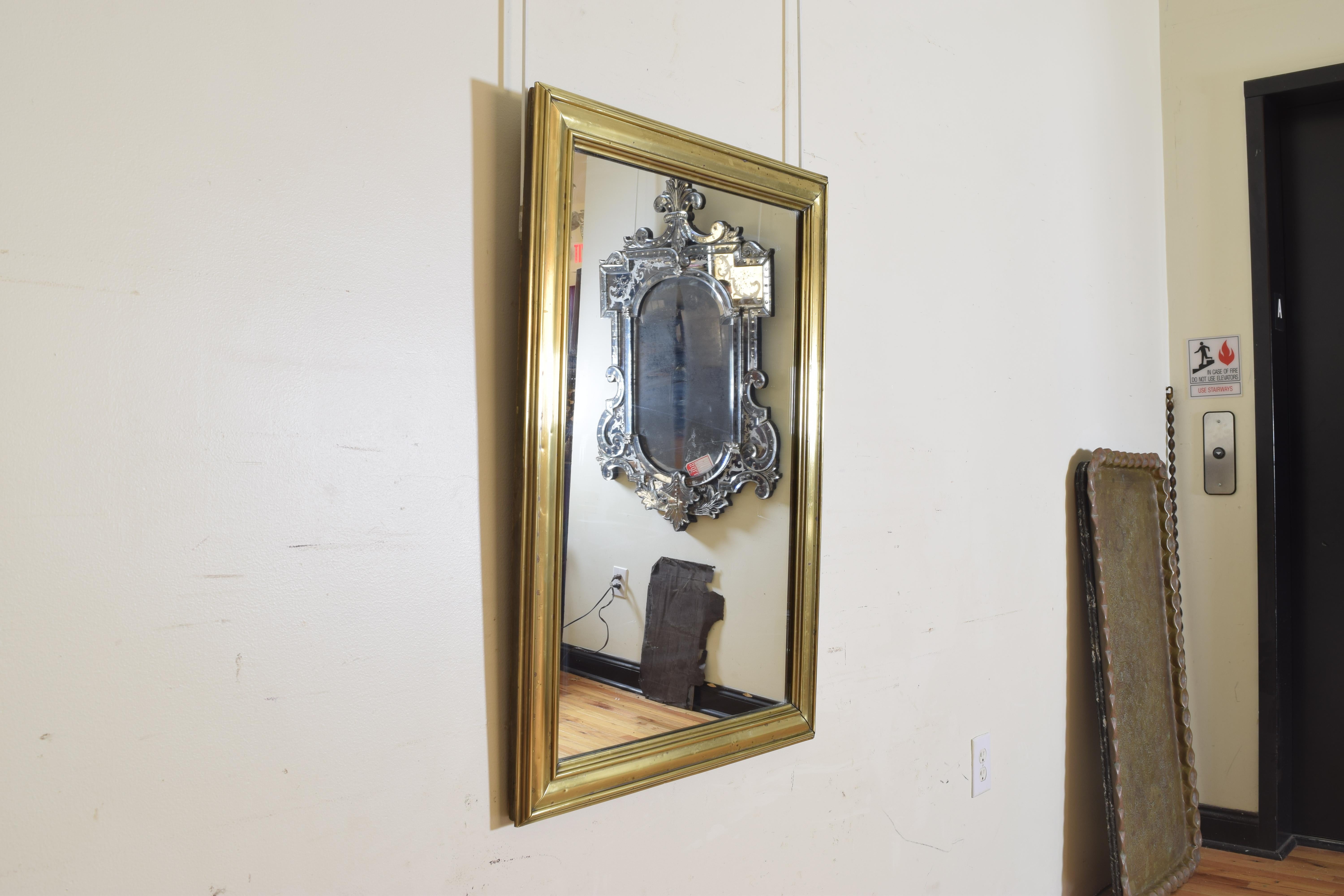 French Louis Philippe Brass Mounted Bistro Mirror, Mid-19th Century In Good Condition In Atlanta, GA