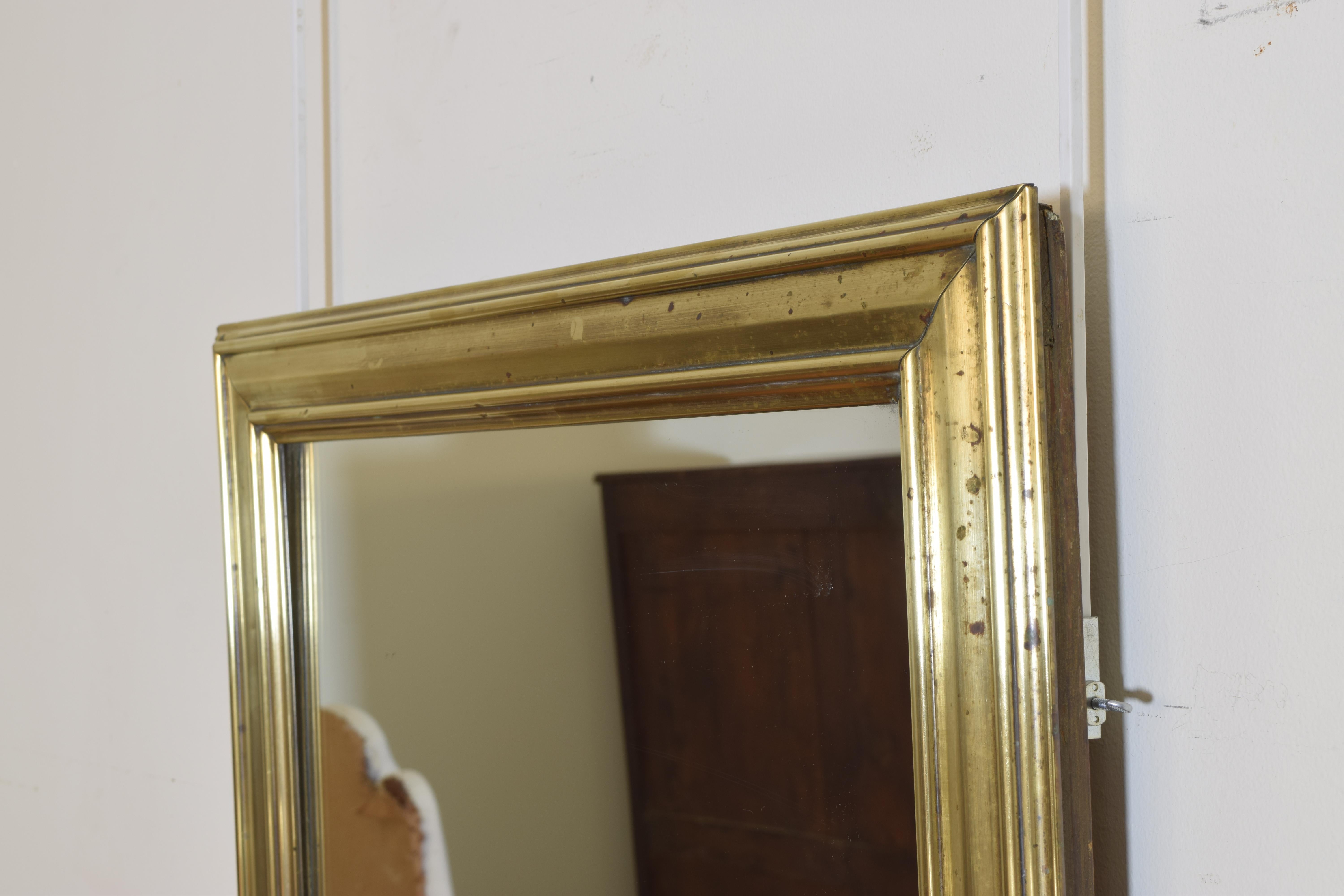 French Louis Philippe Brass Mounted Bistro Mirror, Mid-19th Century 1
