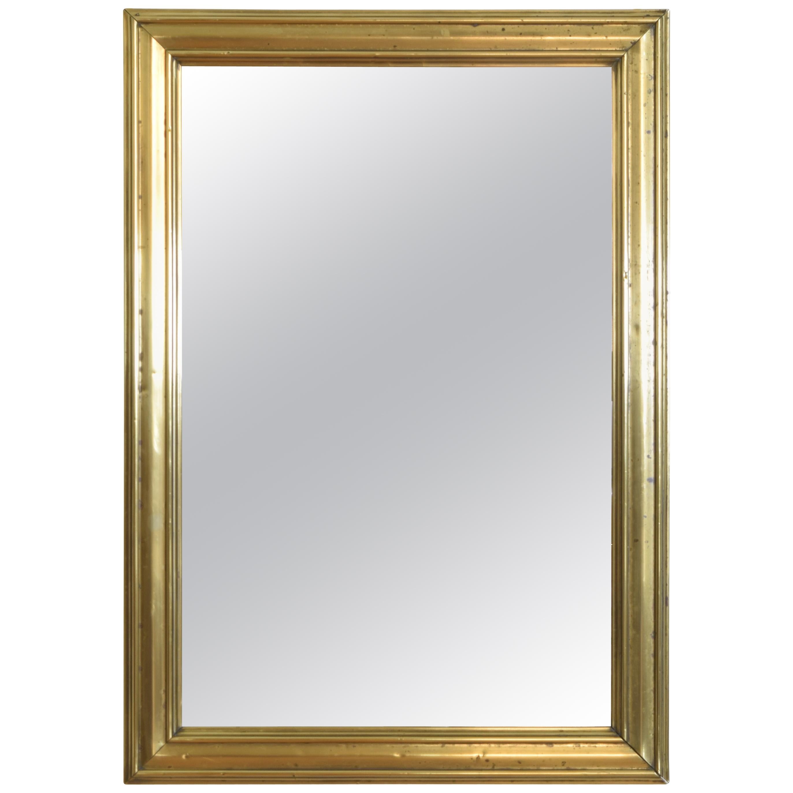 French Louis Philippe Brass Mounted Bistro Mirror, Mid-19th Century