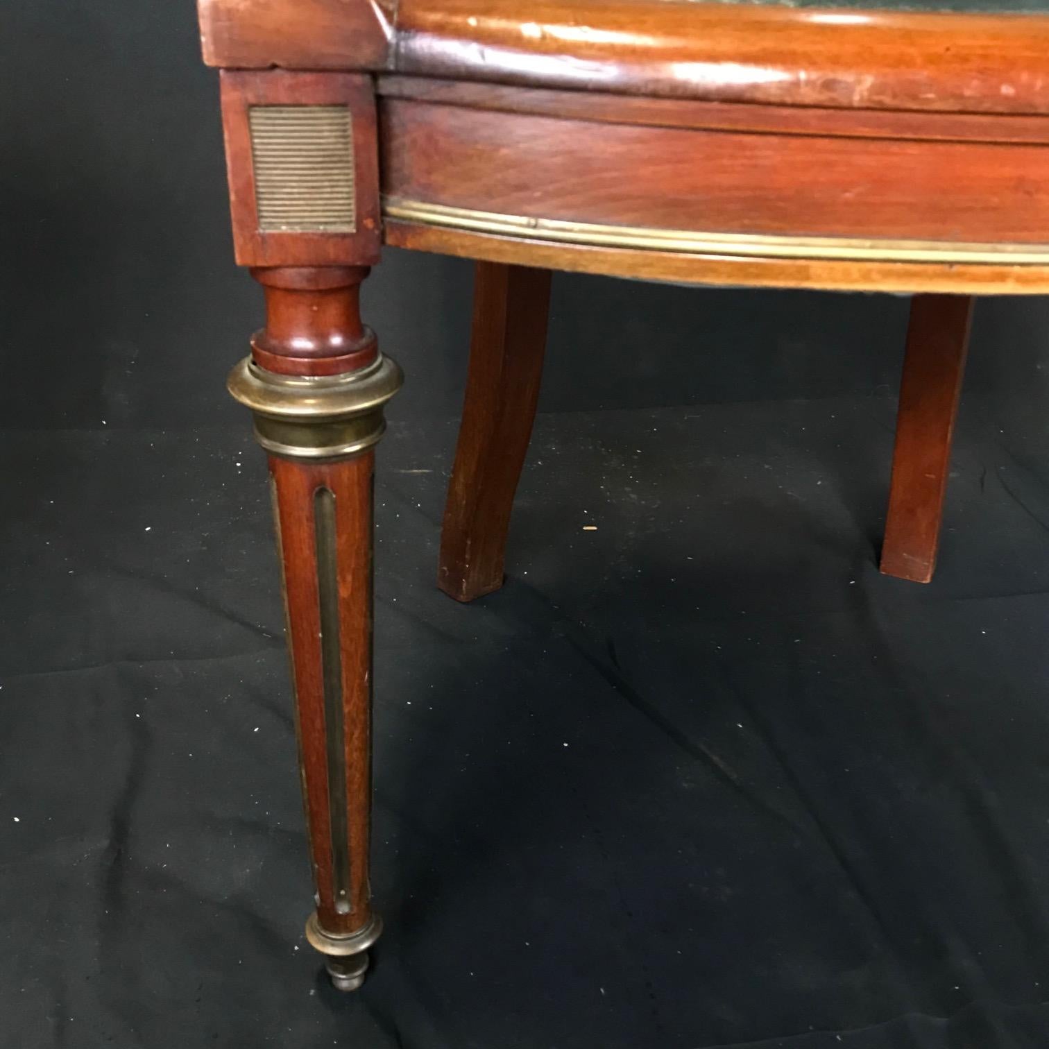 French Louis Philippe Brass Trimmed Leather and Walnut Desk Chair 7