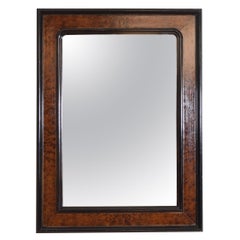 French Louis Philippe Burl Walnut and Ebonized Wall Mirror