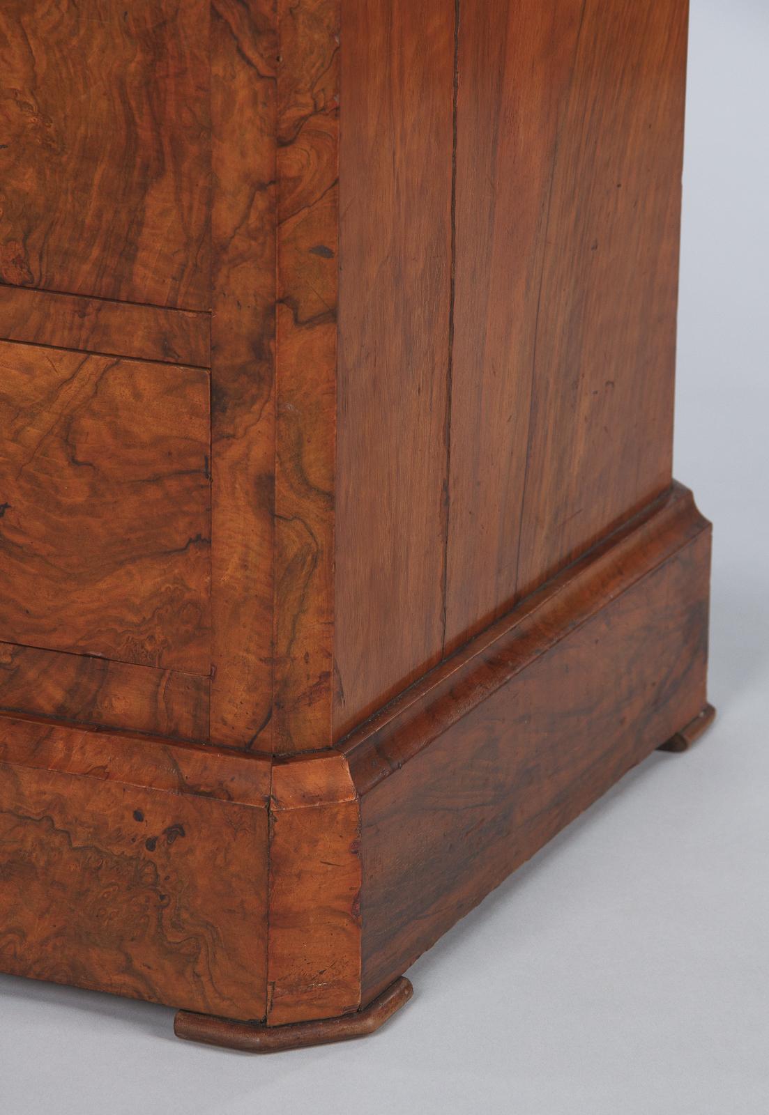 French Louis Philippe Burl Walnut Cabinet Nightstand with Marble Top, Mid-1800s 10