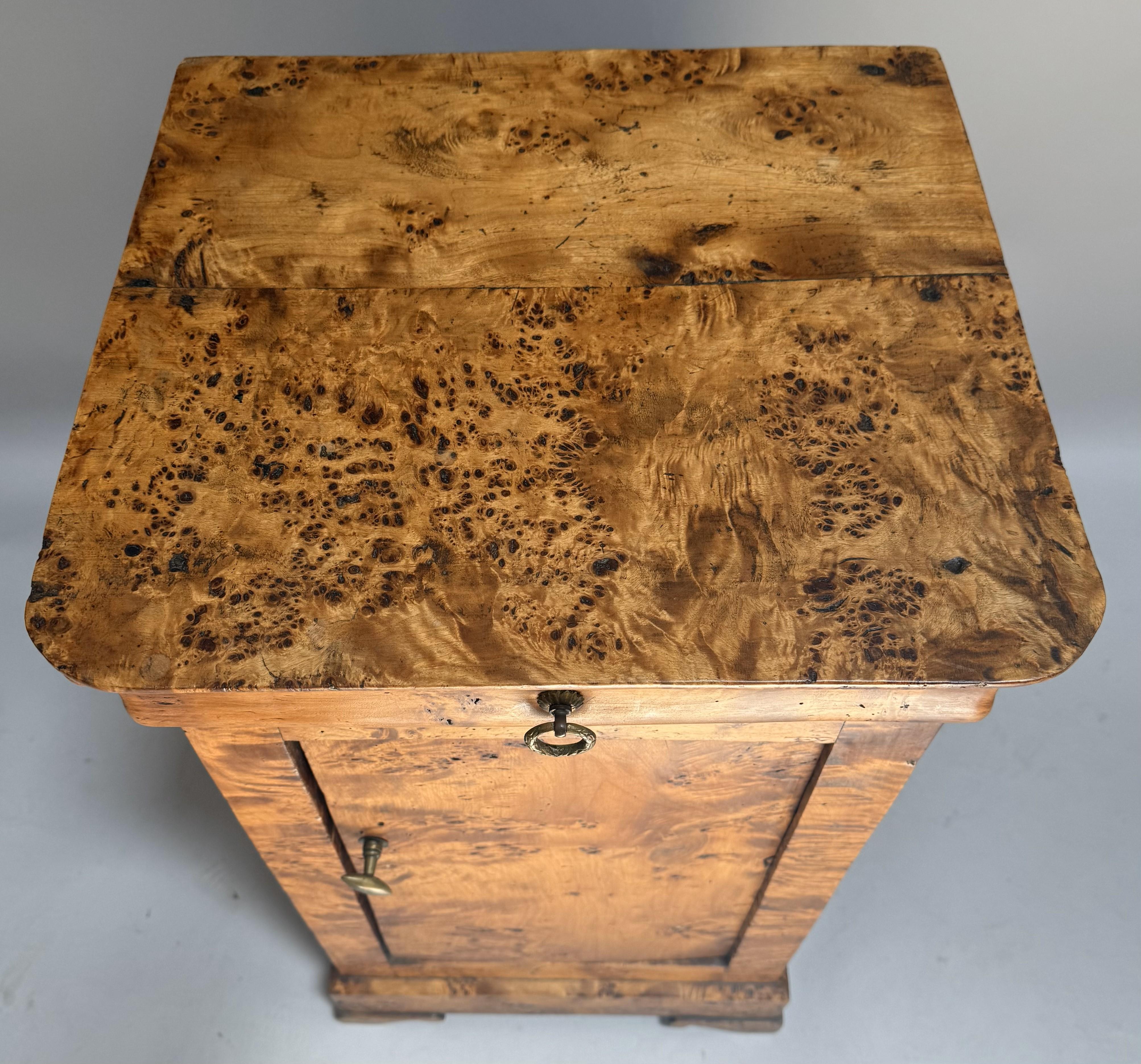19th Century French Louis Philippe Burled Yew Wood Nightstand For Sale