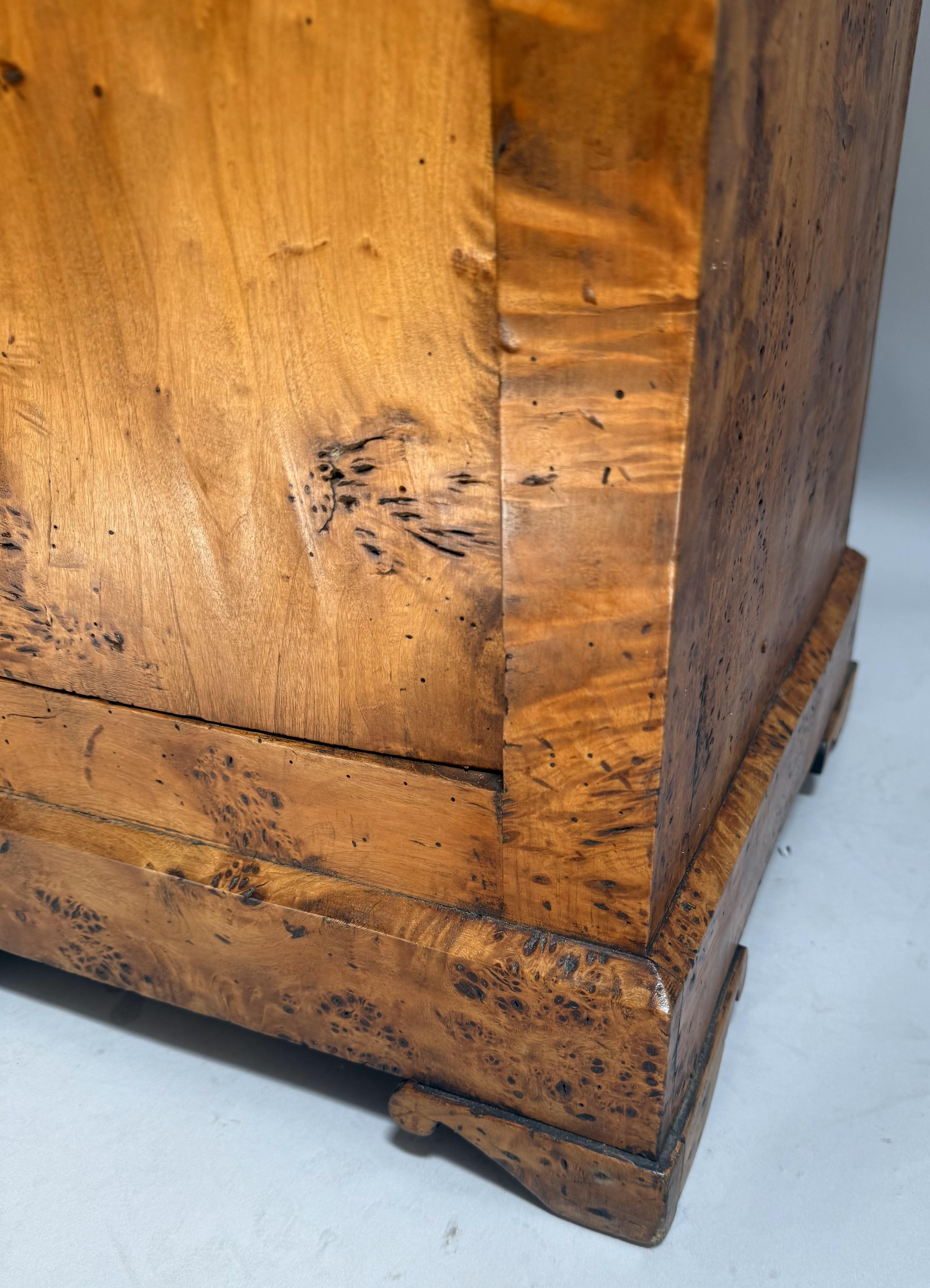 Metal French Louis Philippe Burled Yew Wood Nightstand For Sale