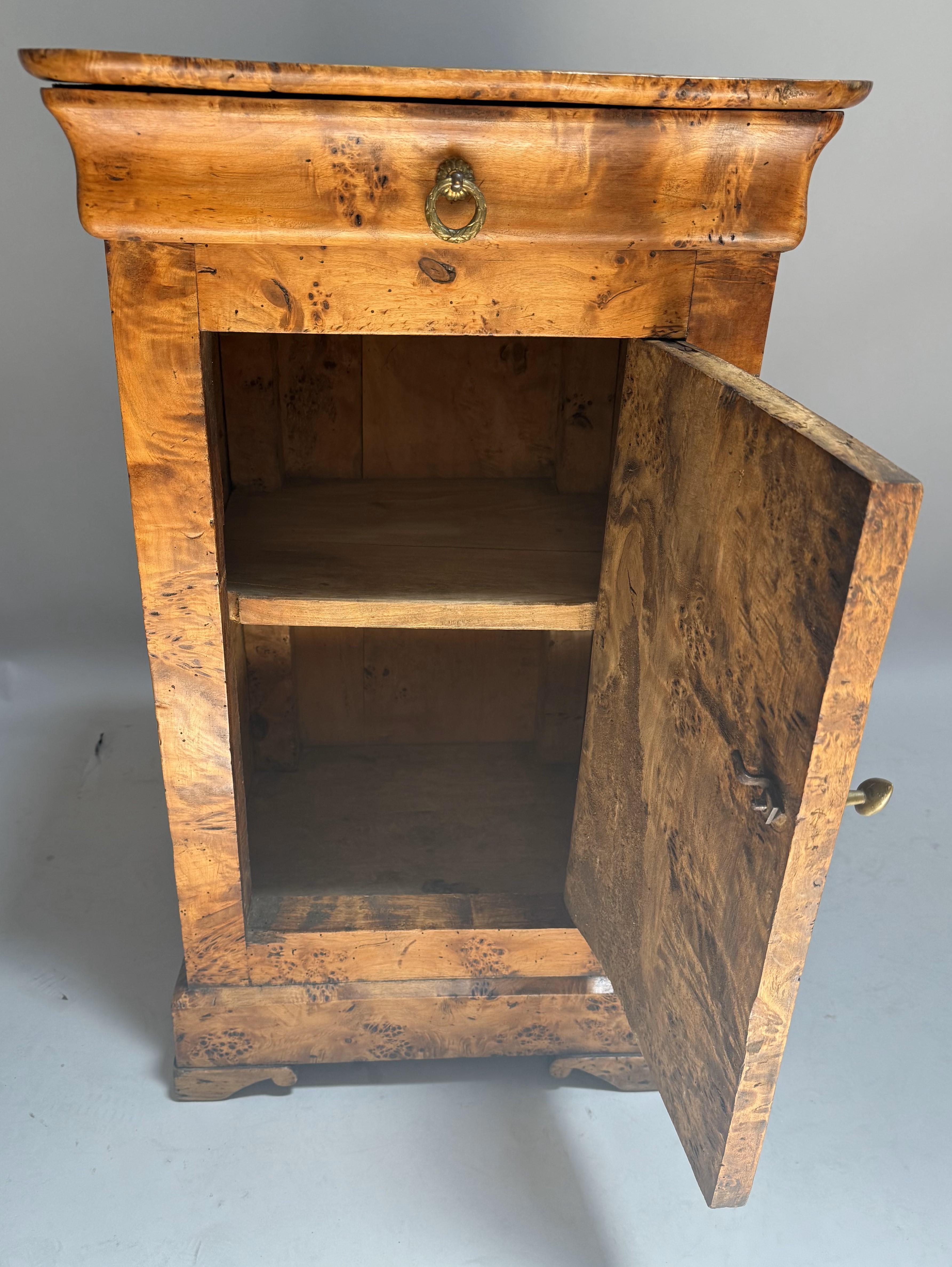 French Louis Philippe Burled Yew Wood Nightstand For Sale 1