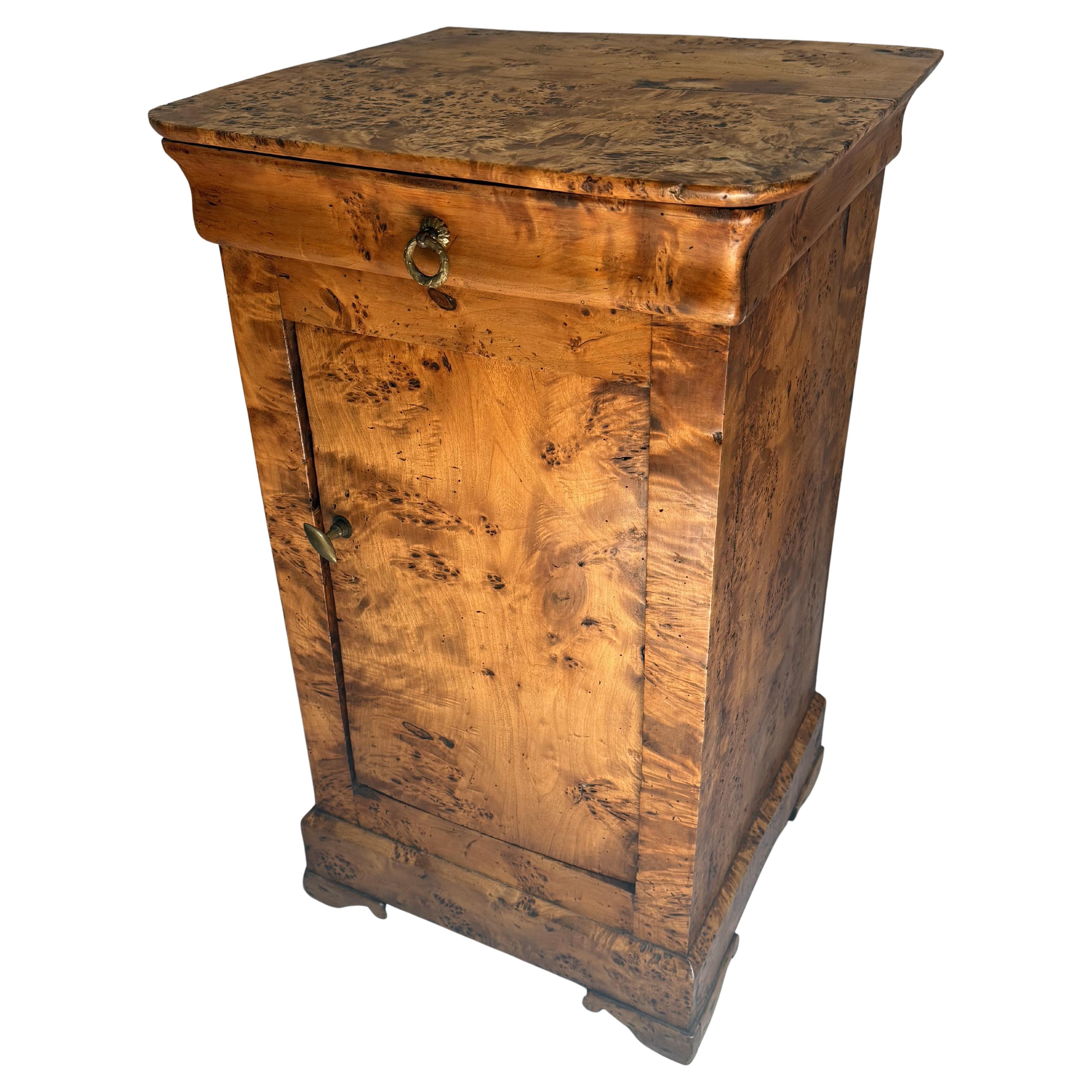 French Louis Philippe Burled Yew Wood Nightstand For Sale