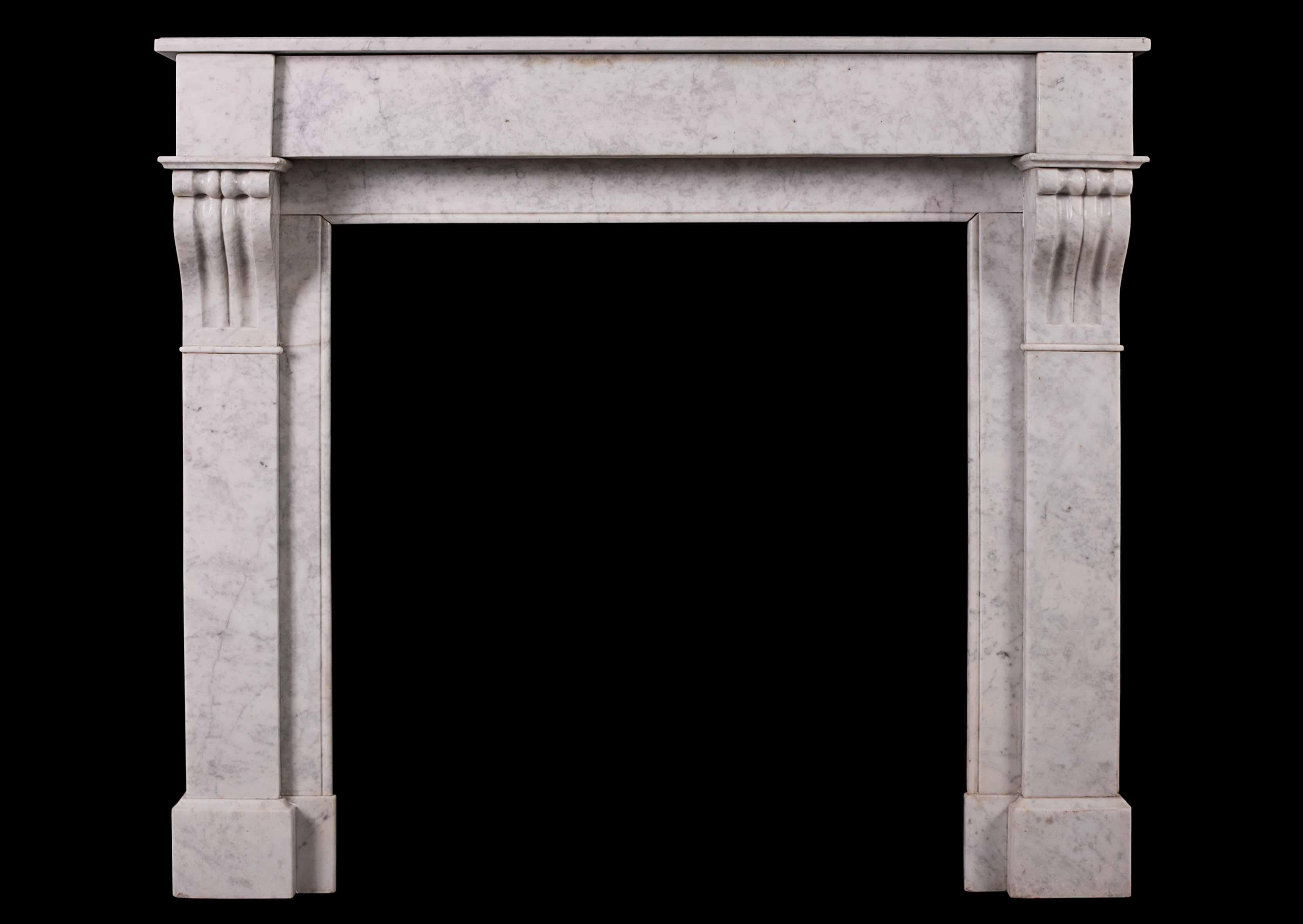 19th Century French, Louis Philippe Carrara Marble Fireplace