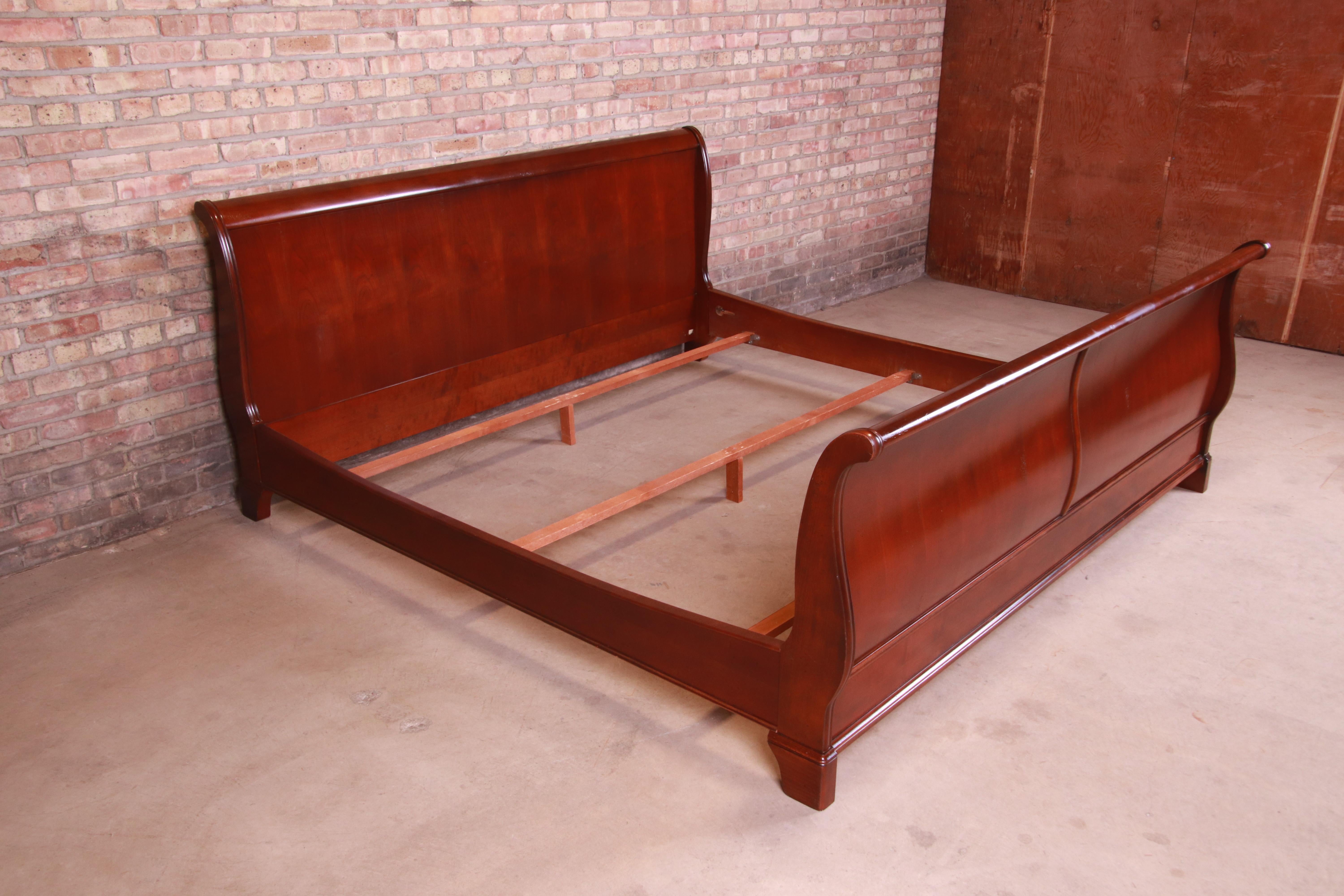 cherry wood sleigh bed king