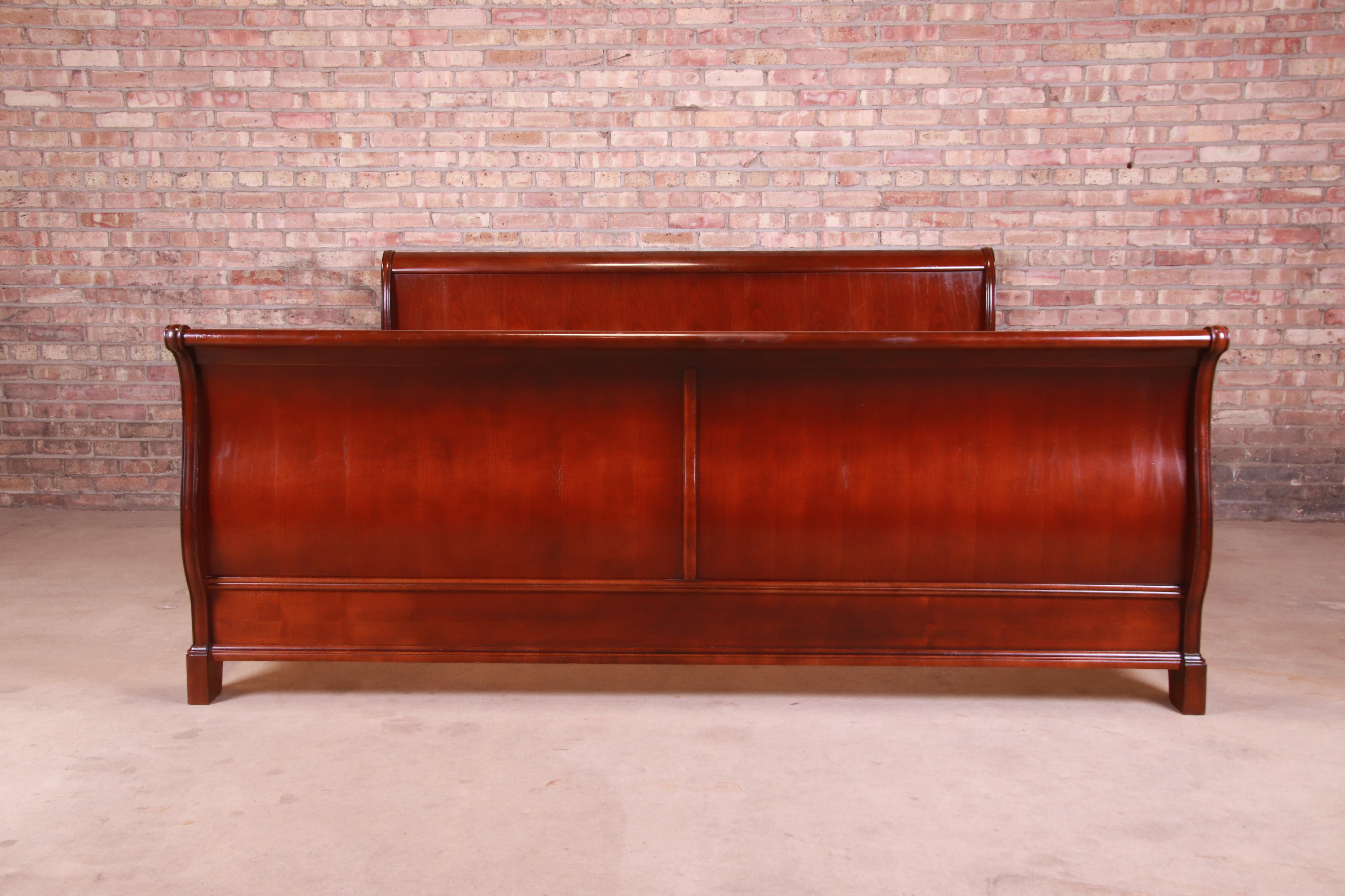 20th Century French Louis Philippe Cherry Wood King Size Sleigh Bed