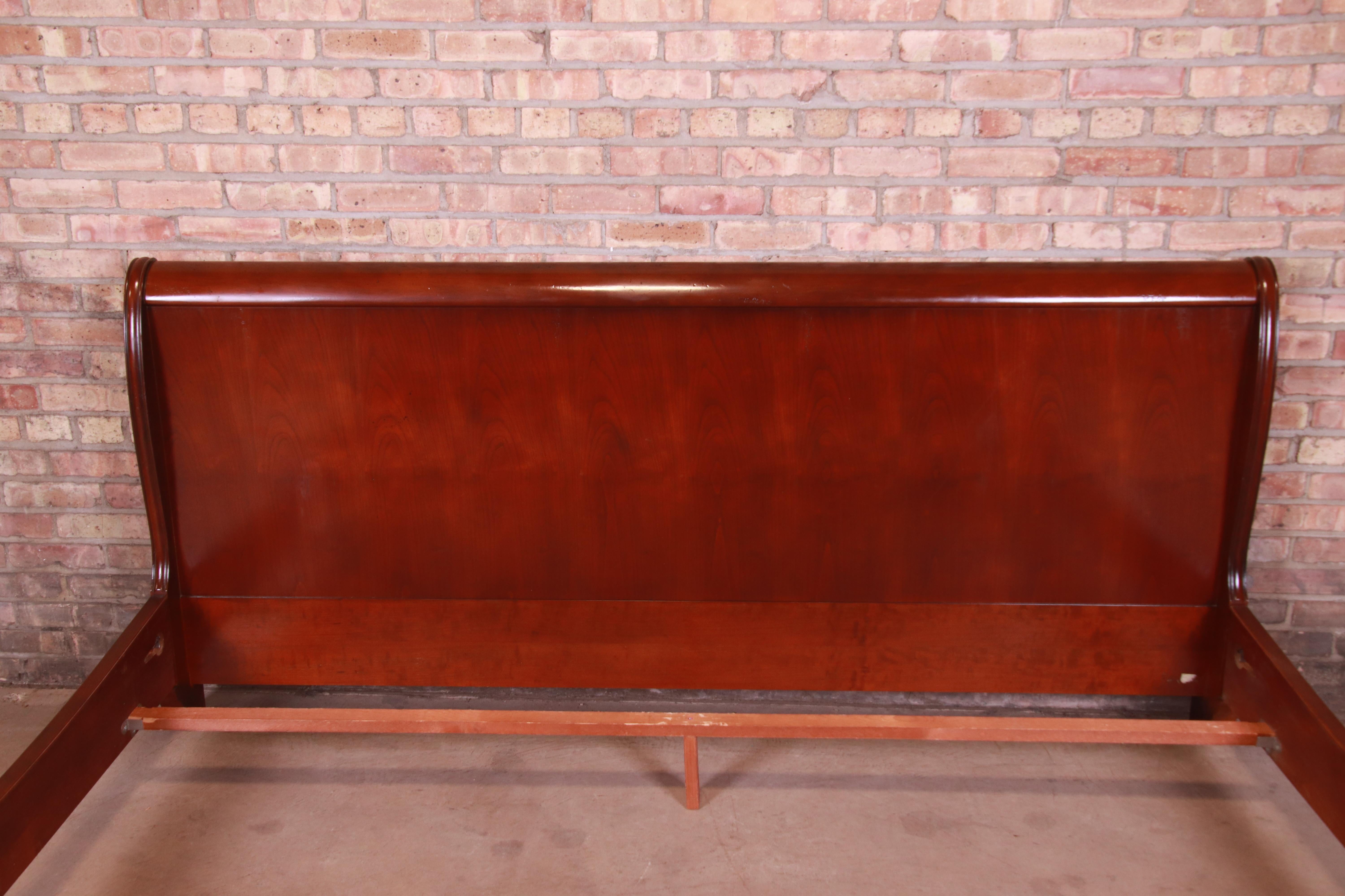 French Louis Philippe Cherry Wood King Size Sleigh Bed 1