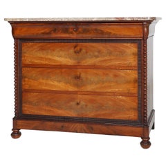 French Louis Philippe chest of drawers with pink marble top, 1850s