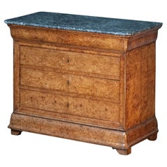French Louis Philippe Chest or Commode of Burr Ash with Marble Top