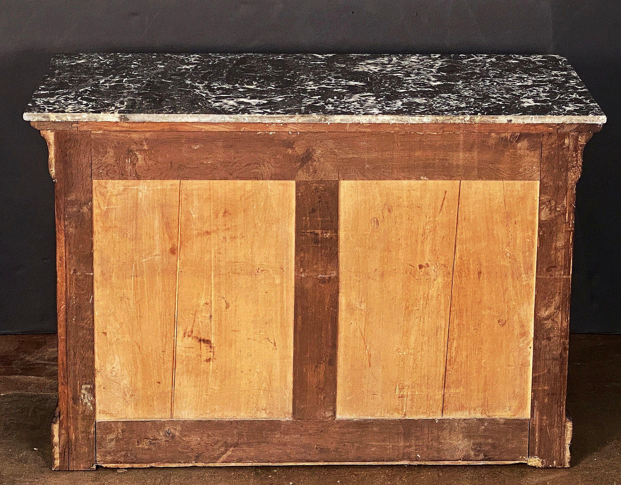 Cassapanca o commode di Louis Philippe in radica di noce con piano in marmo in vendita 6
