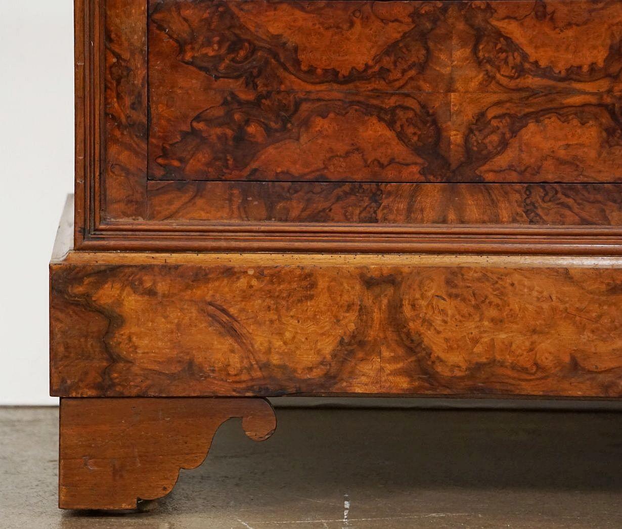 French Louis Philippe Chest or Commode of Burr Walnut with Marble Top  For Sale 4