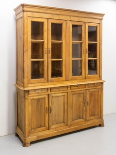 French Louis Philippe Chestnut Bookcase Vitrine Two Pieces Side-Board Mid 19th C