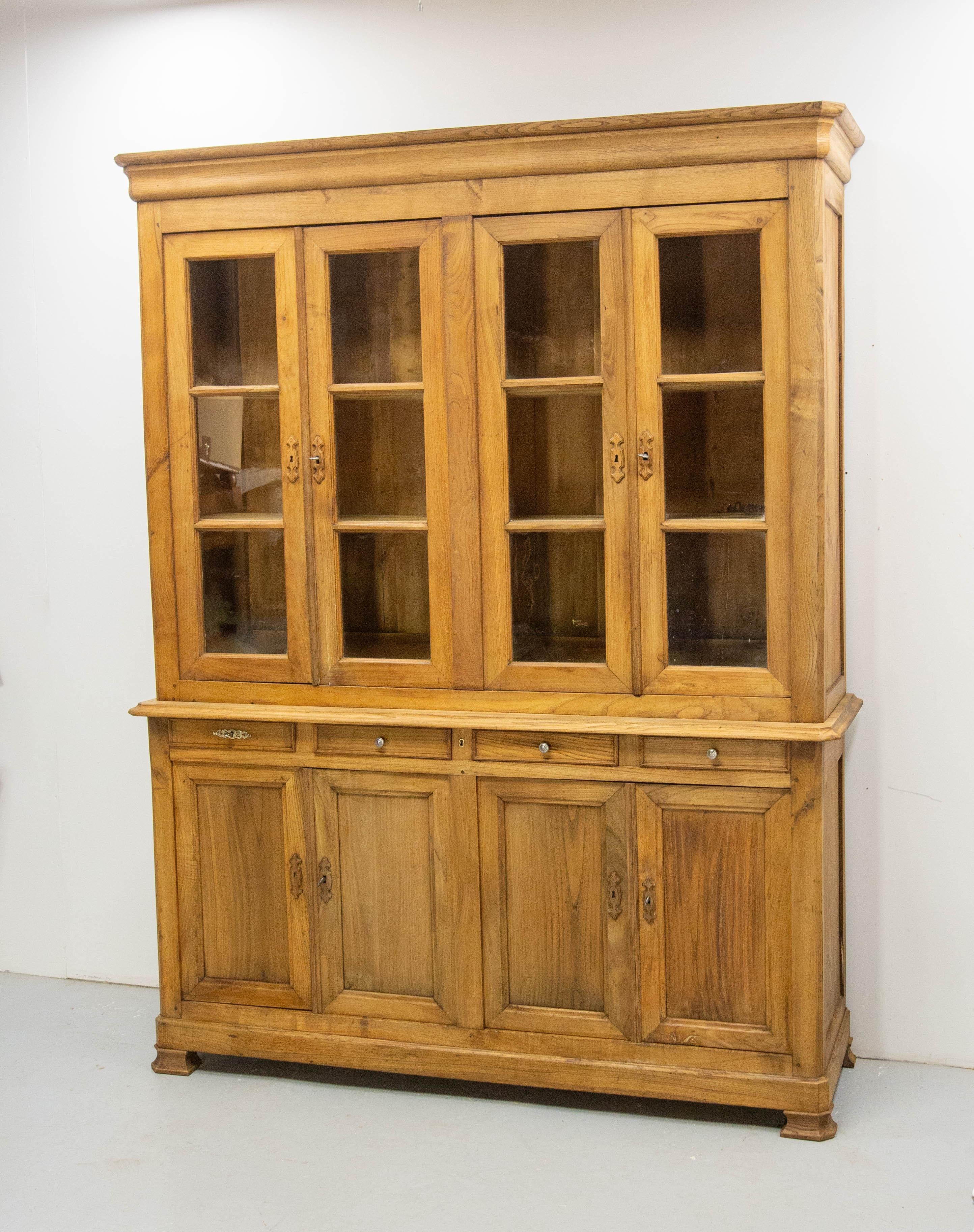 Luigi Filippo Libreria Vitrina in Castagno Louis Philippe Due Pezzi Tavola Laterale Metà del XIX C. in vendita