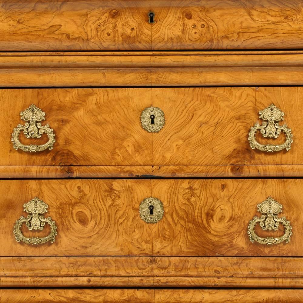 A handsome French Louis Philippe marble-top commode in figured elm, with gilt hardware, circa 1850.

Measures: 42 wide x 19 deep x 35.5 tall.

 