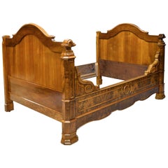 Antique French Louis Philippe Daybed in Figured Walnut, circa 1835