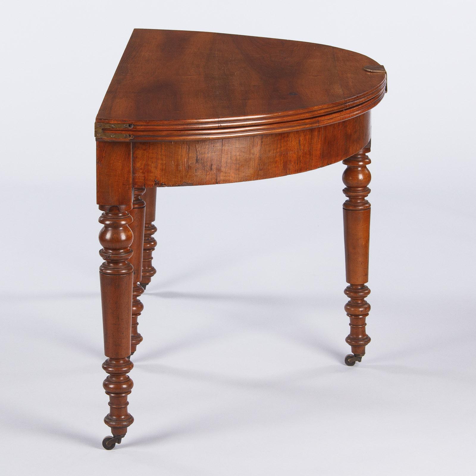Louis Philippe Demilune Walnut Table, France, 1830s 11
