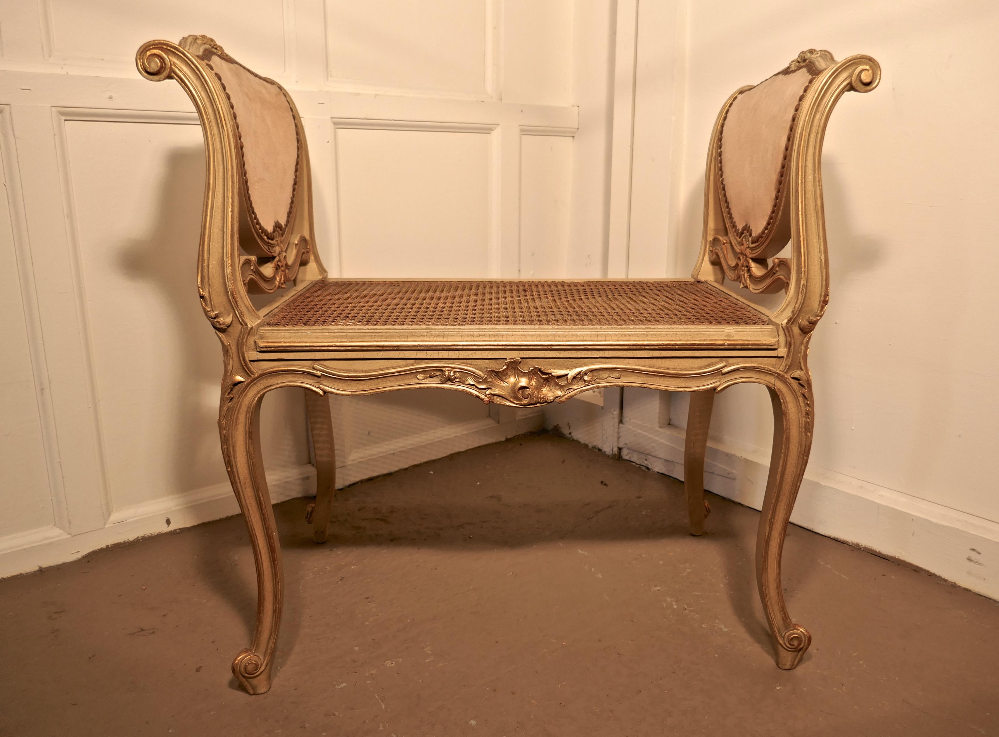 Early 20th Century  French Louis Philippe Dusky Pink  and Gilt Boudoir Window Seat    For Sale