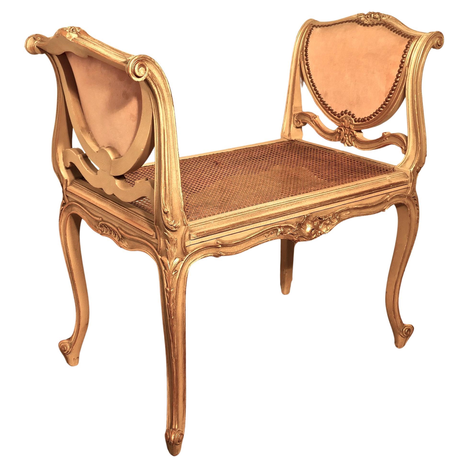 Louis Philippe rosa scuro  e sedile per finestra Gilt Boudoir
