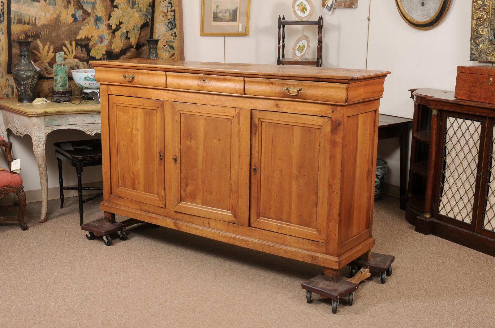 French Louis Philippe Enfilade in Fruitwood with 3 Drawers & 3 Cabinet Doors  For Sale 7