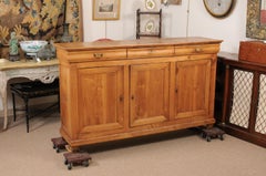 Enfilade française Louis Philippe en bois fruitier avec 3 tiroirs et 3 portes d'armoire