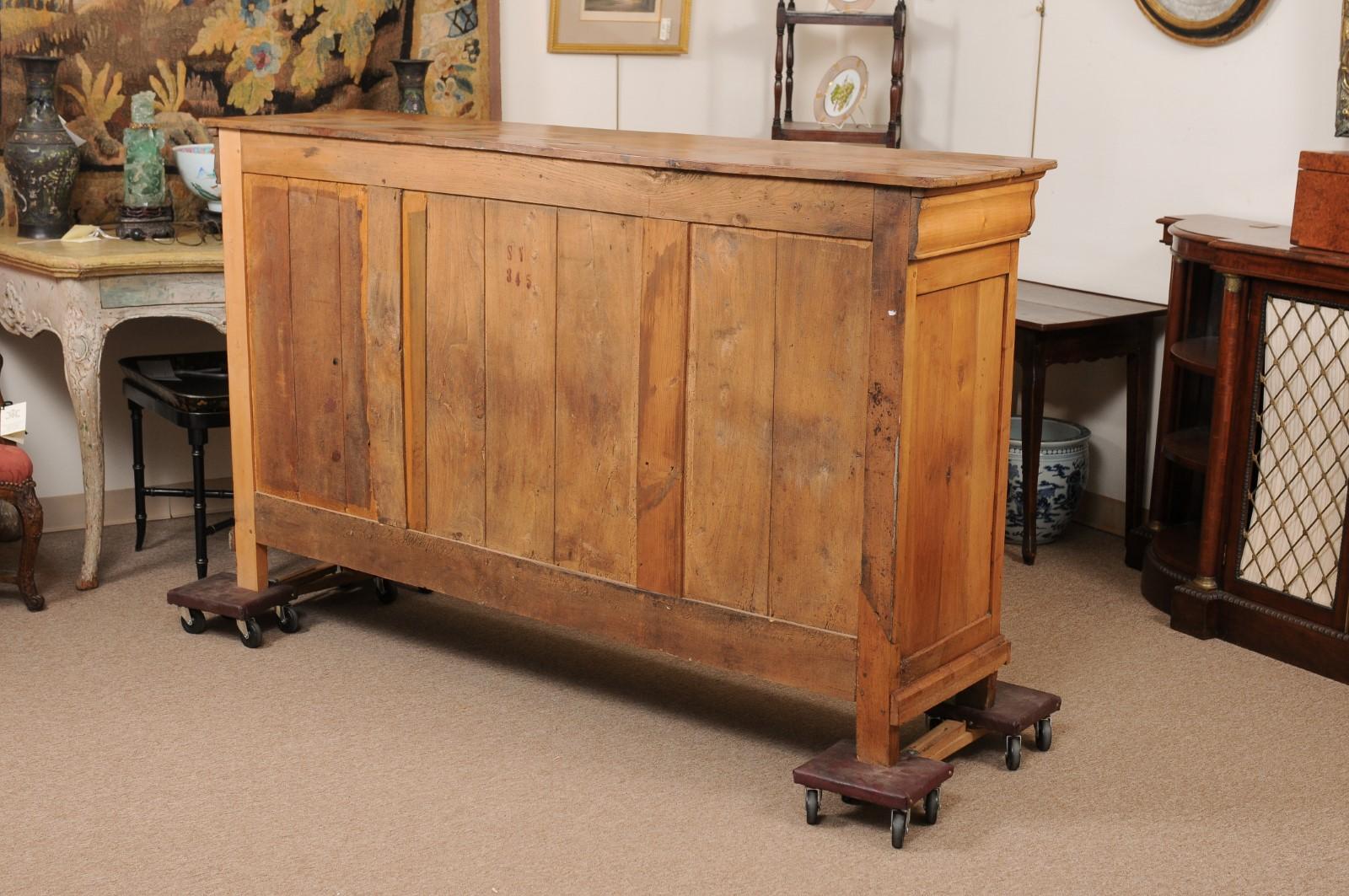French Louis Philippe Enfilade in Fruitwood with 3 Drawers & 3 Cabinet Doors For Sale 3