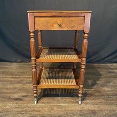 French Louis Philippe Etagere End Table with Caned Shelves