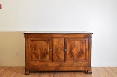 French Louis Philippe Figured Walnut Tall 2-Door Buffet, ca. 1835