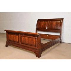 French Louis Philippe Flame Mahogany Queen Size Sleigh Bed