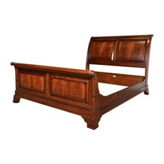 French Louis Philippe Flame Mahogany Queen Size Sleigh Bed