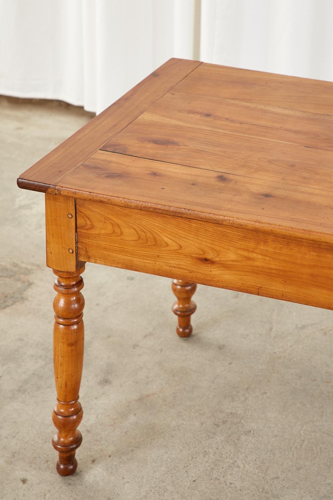 French Louis Philippe Fruitwood Farmhouse Work Table Console For Sale 6