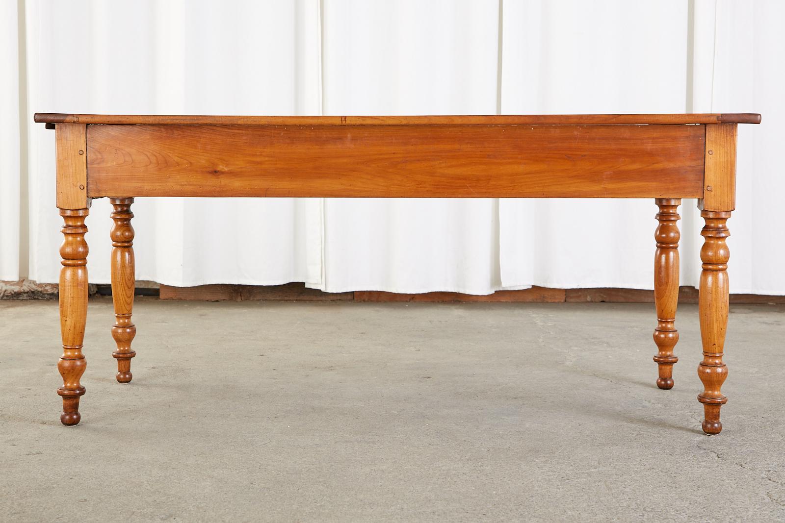 Hand-Crafted French Louis Philippe Fruitwood Farmhouse Work Table Console For Sale