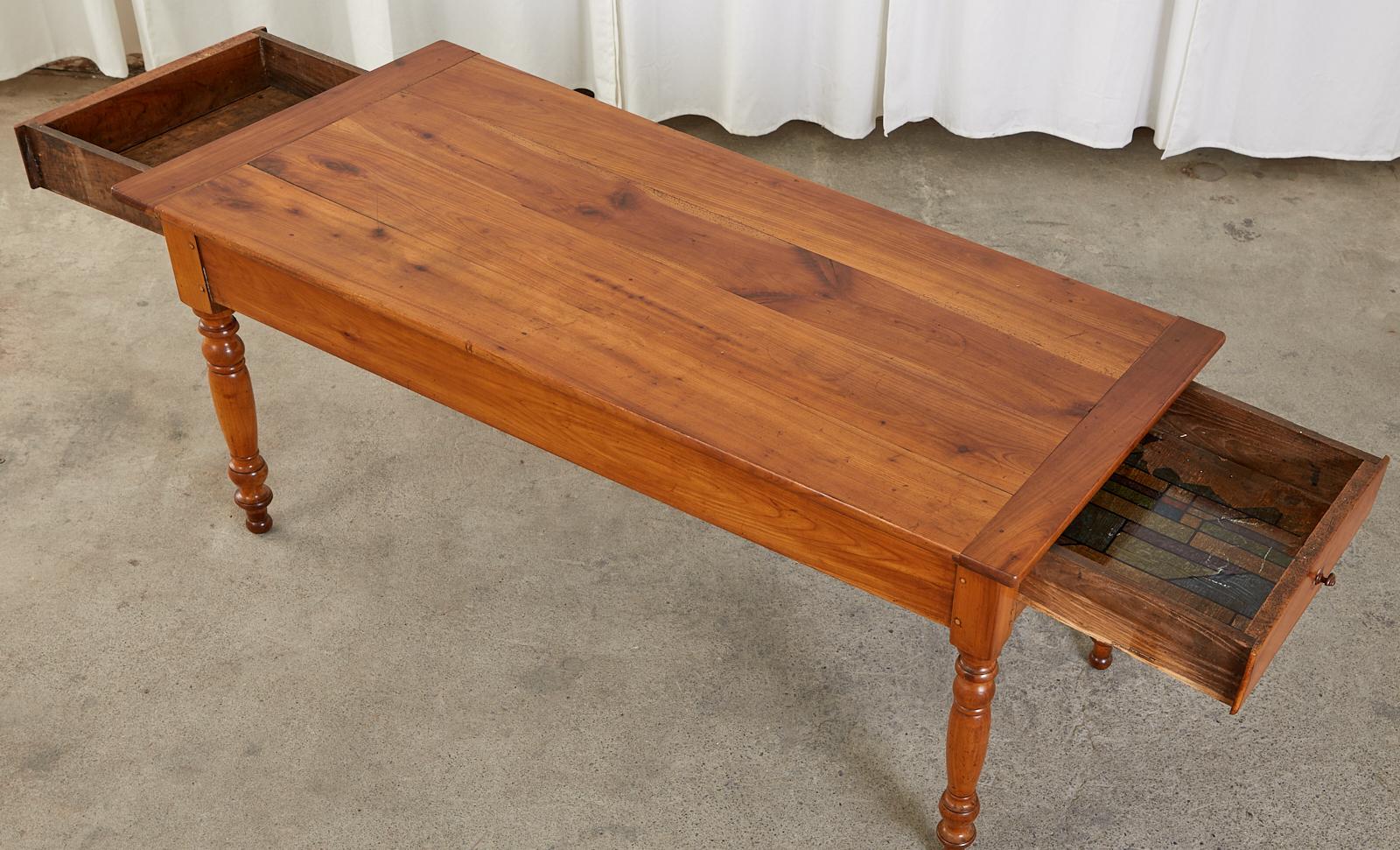 19th Century French Louis Philippe Fruitwood Farmhouse Work Table Console For Sale