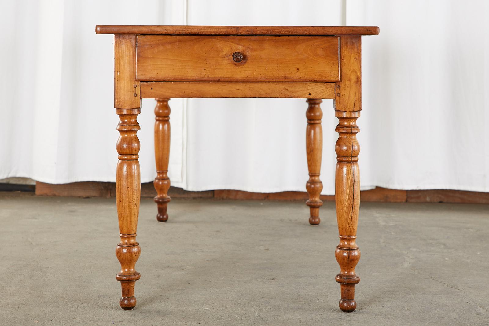 French Louis Philippe Fruitwood Farmhouse Work Table Console For Sale 1