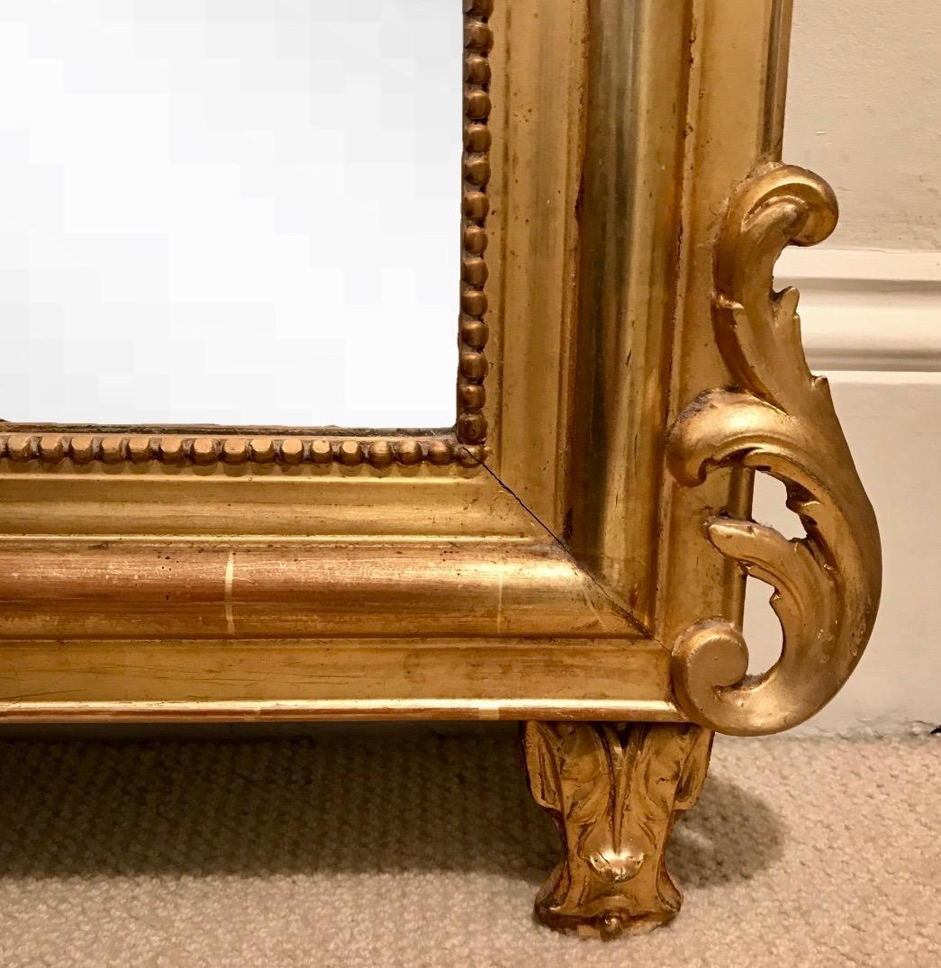 Antique French Louis Philippe Gold Gilded Overmantel Mirror, Circa 19th Century For Sale 6
