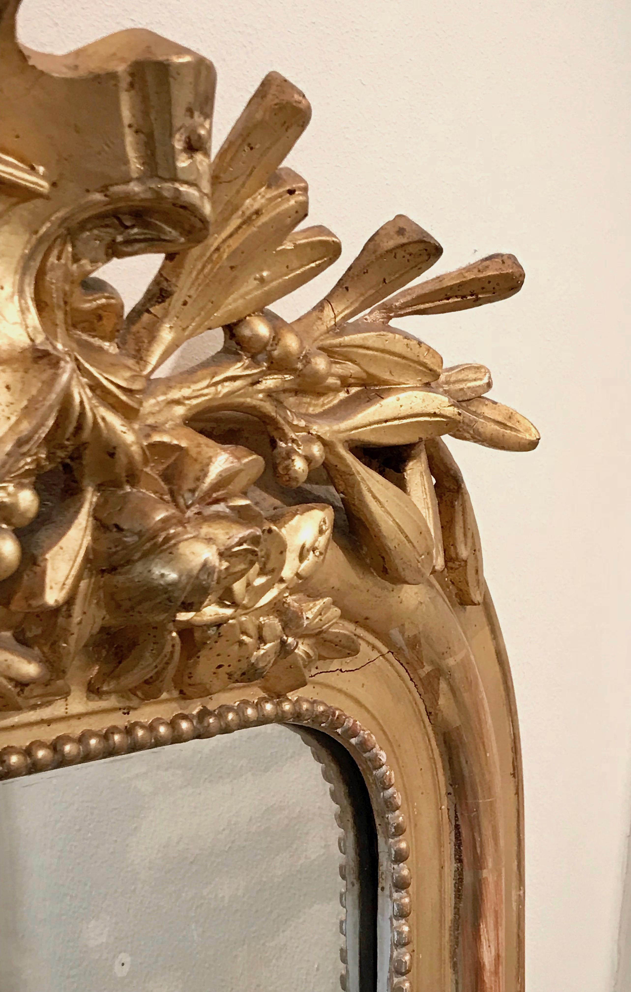 Antique French Louis Philippe Gold Gilded Overmantel Mirror, Circa 19th Century For Sale 2