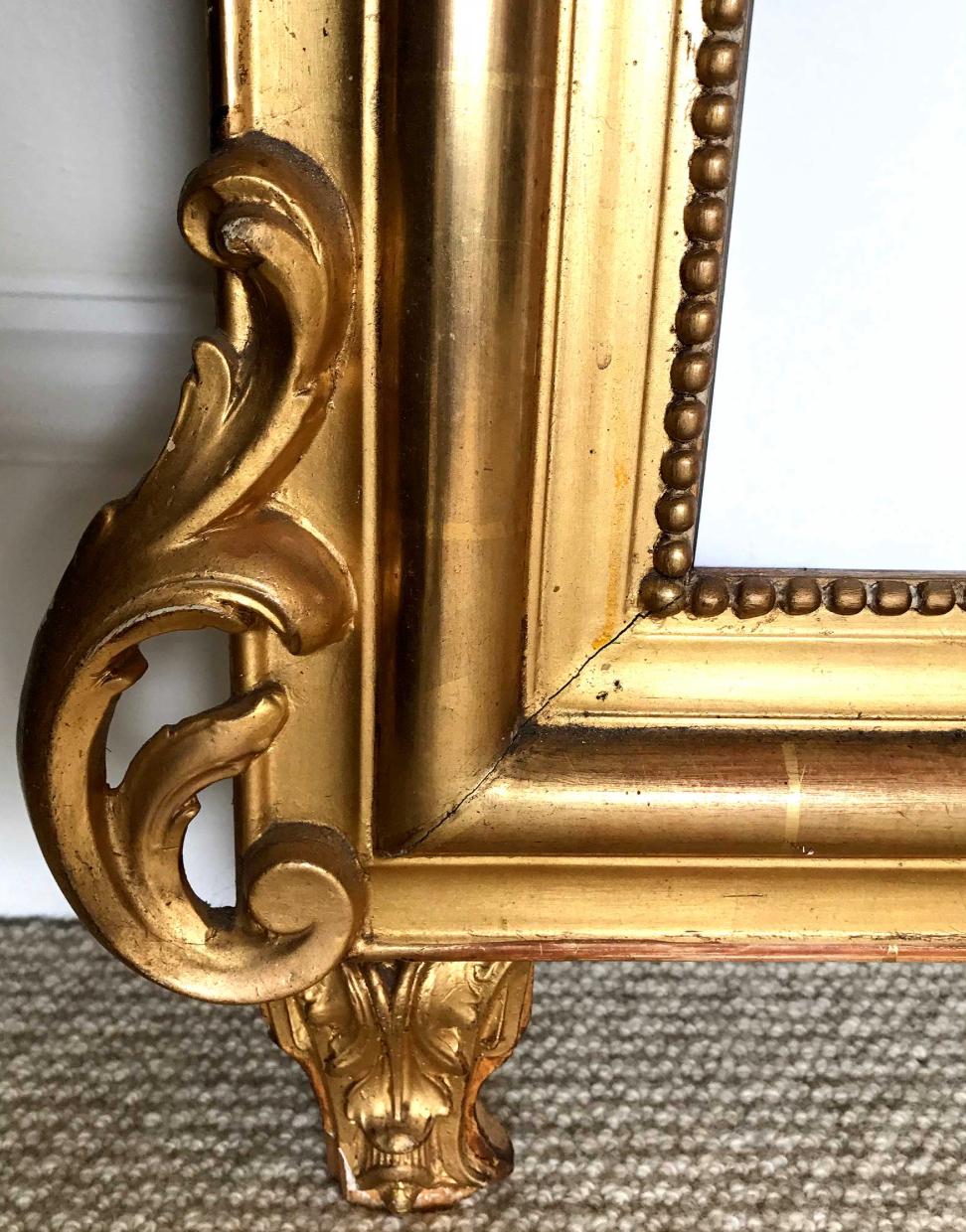 Antique French Louis Philippe Gold Gilded Overmantel Mirror, Circa 19th Century For Sale 5