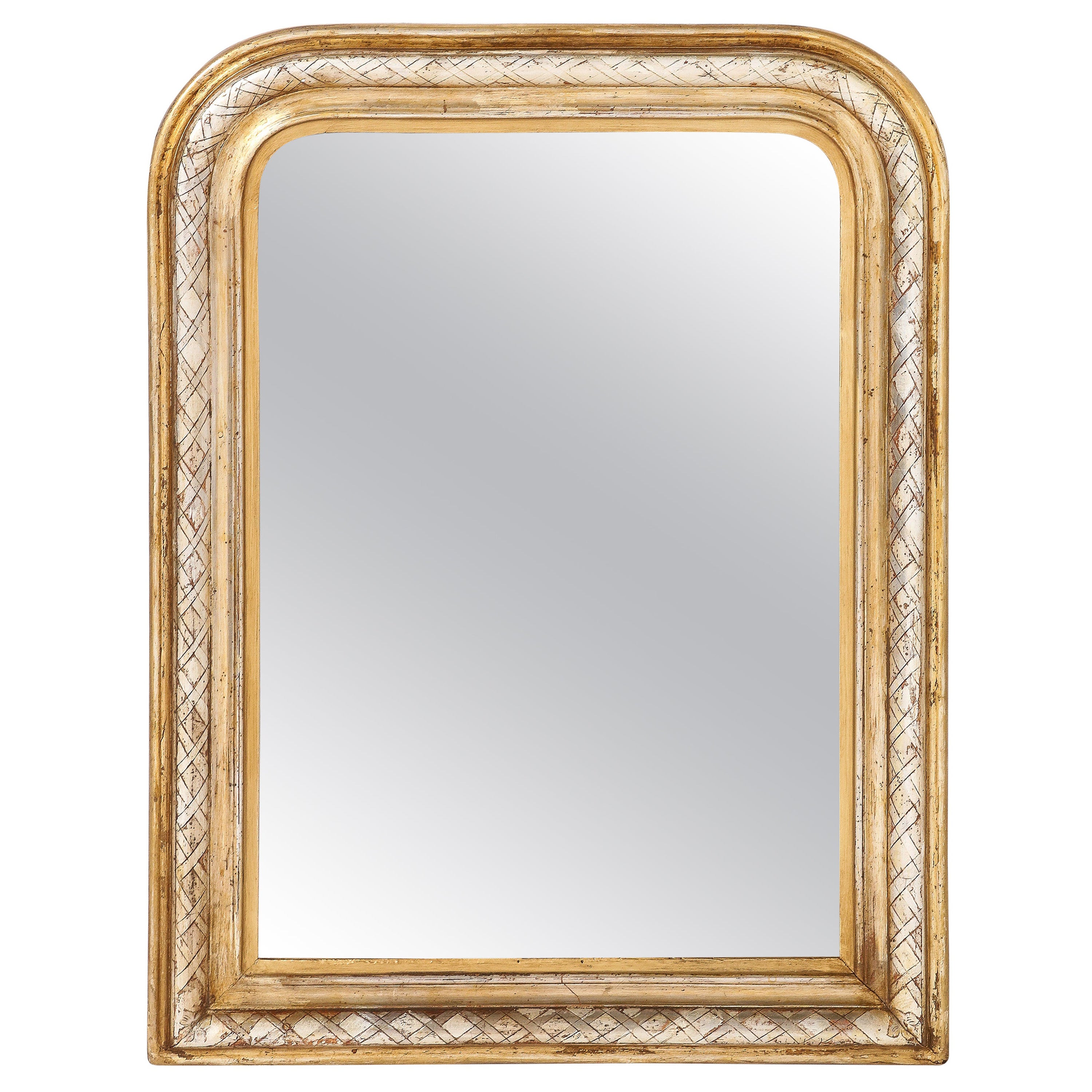 French Louis Philippe Gilded Wall Mirror, Carved Wood, Circa 1830-1850