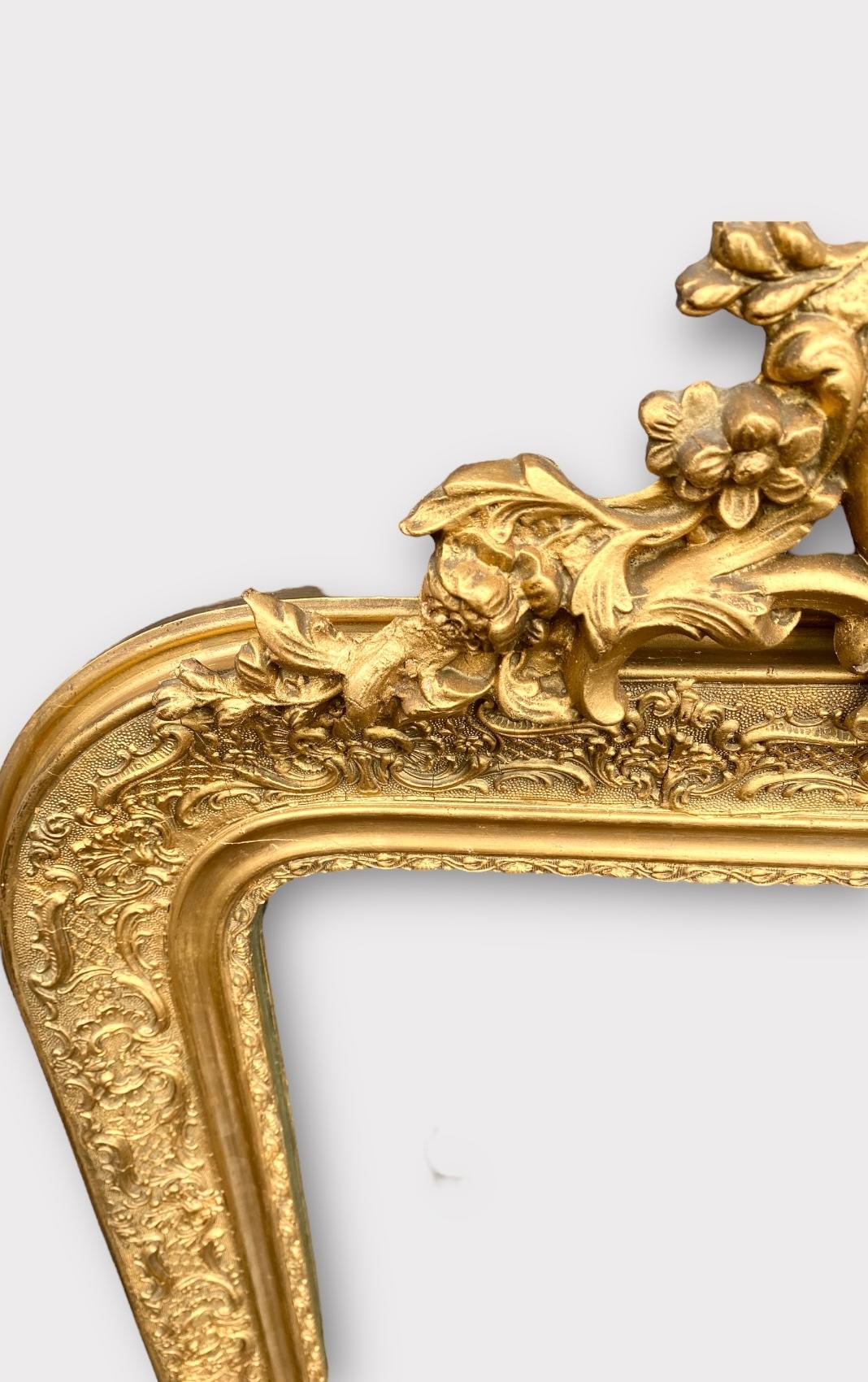 French Louis Philippe Gilt and Gesso Overmantel Mirror, 19th Century 5