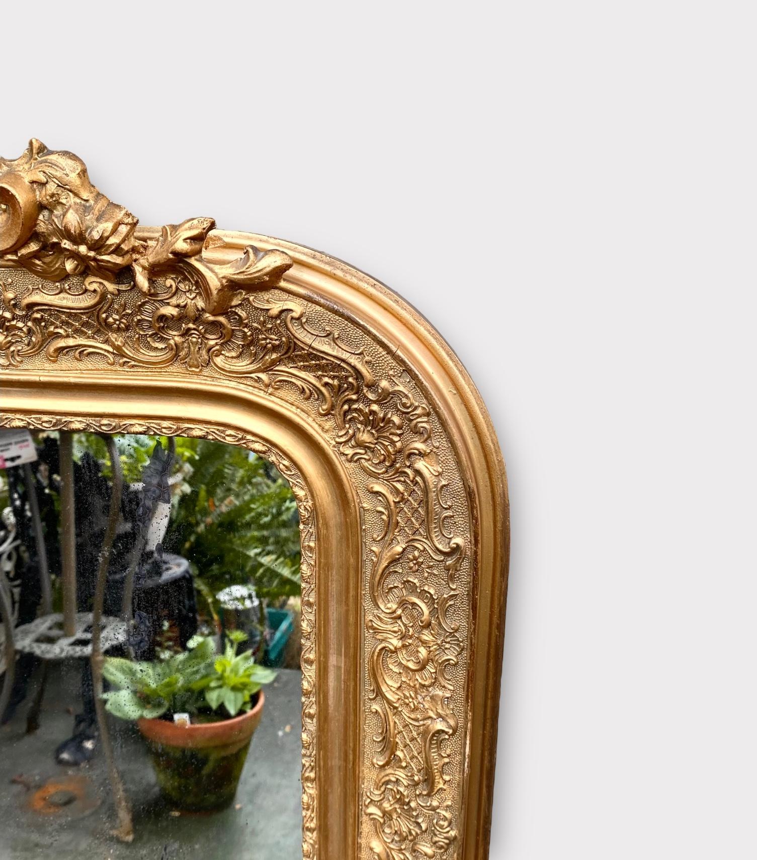 French Louis Philippe Gilt and Gesso Overmantel Mirror, 19th Century 8