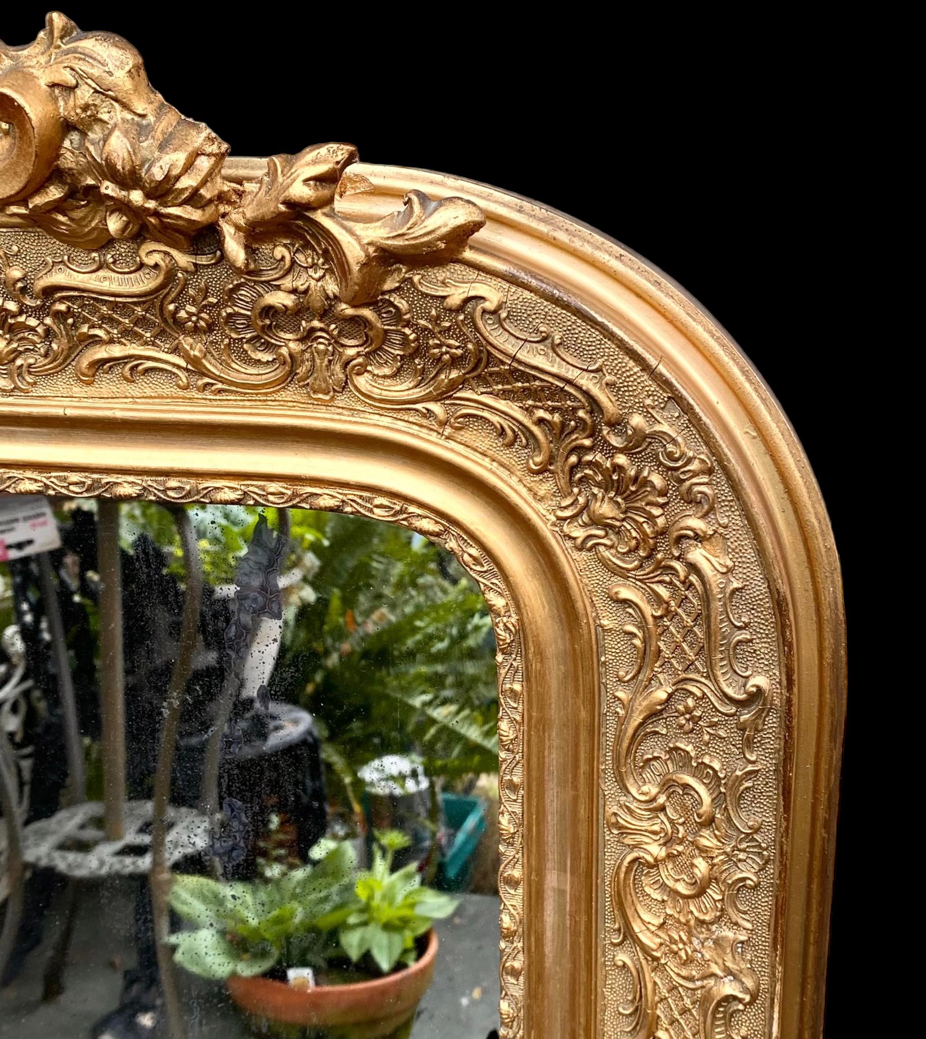 French Louis Philippe Gilt and Gesso Overmantel Mirror, 19th Century 10
