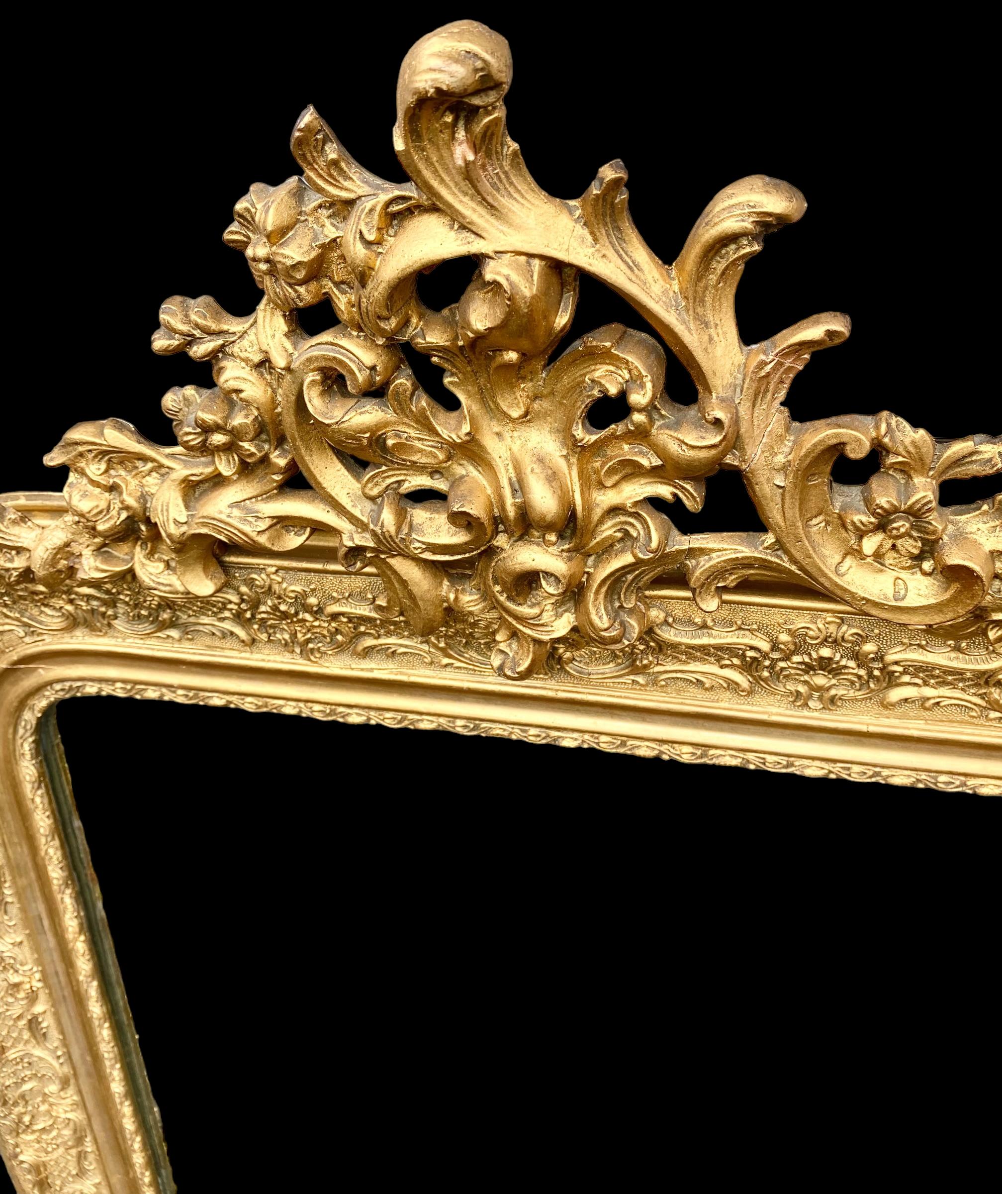 Mid-19th Century French Louis Philippe Gilt and Gesso Overmantel Mirror, 19th Century