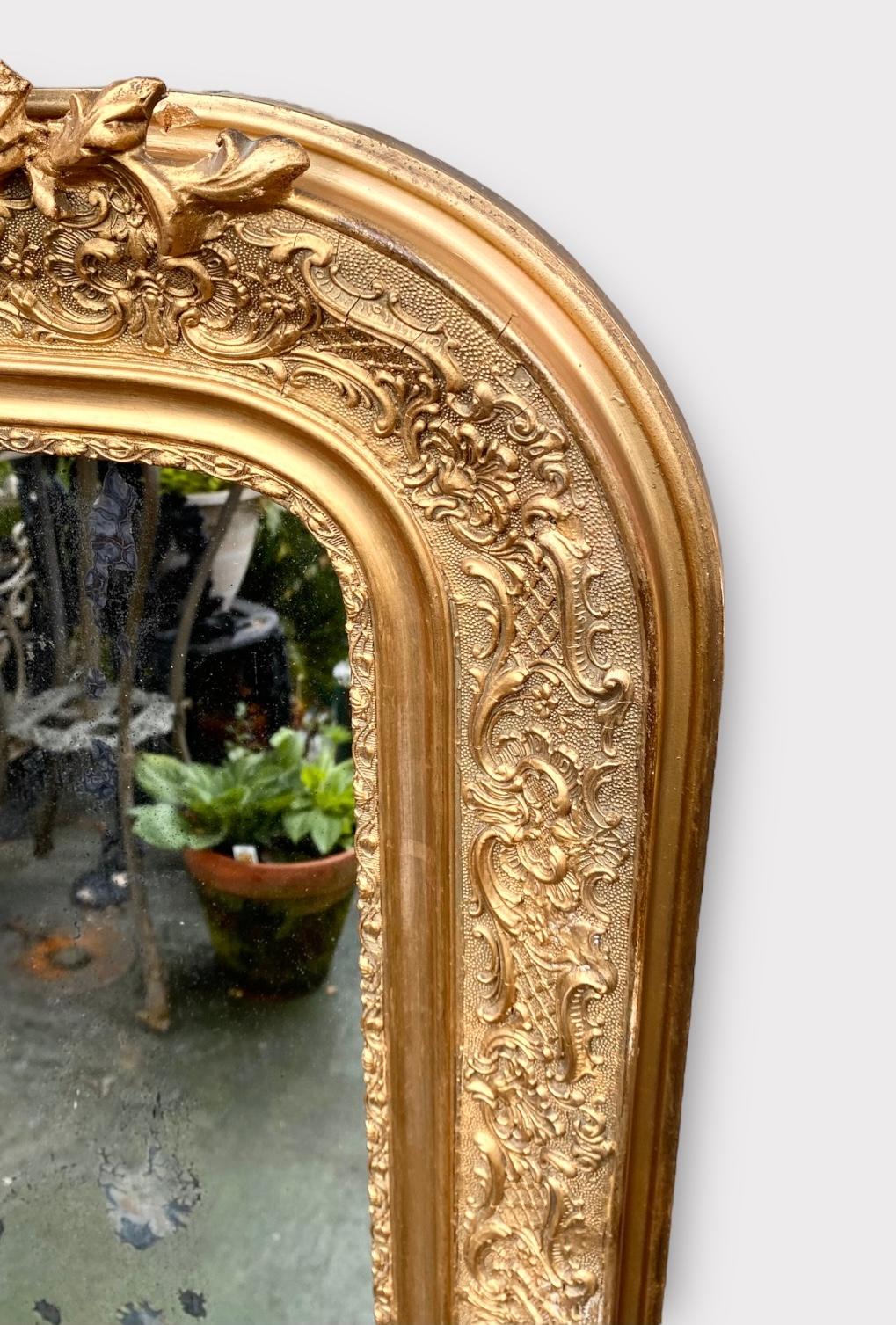 French Louis Philippe Gilt and Gesso Overmantel Mirror, 19th Century 4
